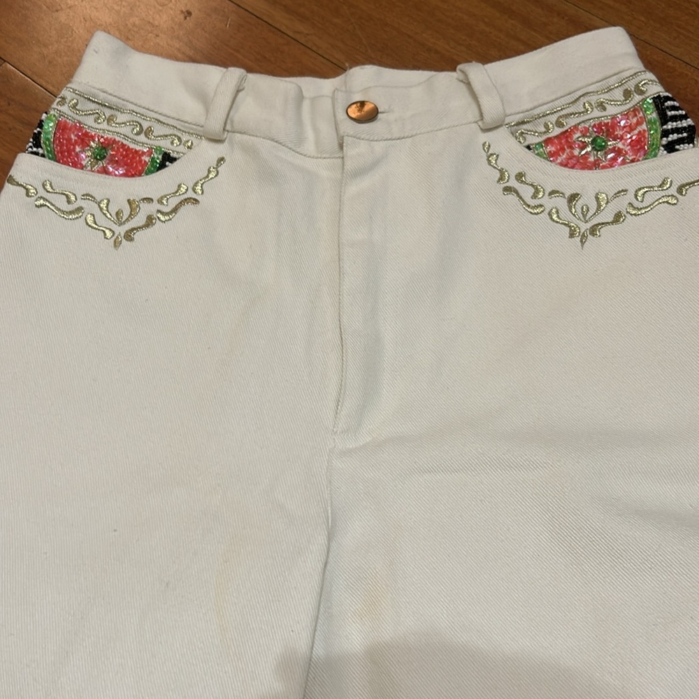 Vintage Capriccio Decorated Pocket Jeans 90s Retro Beading and sequins